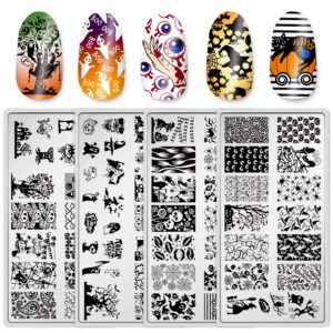 4 Pieces Halloween Nail Art Stamping Plates with Spider