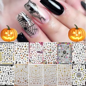Patterns Halloween Nail Art Stickers Decals, Kalolary Self-Adhesive